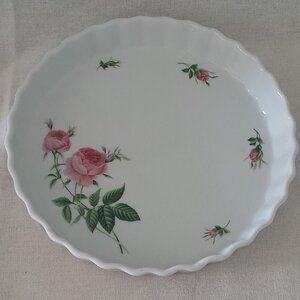 VTG Rose Decal Porcelain Pie/Quiche Plate